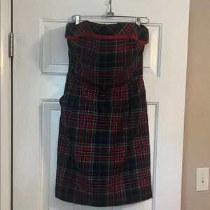 Vineyard Vines Red and Green Strapless Dress